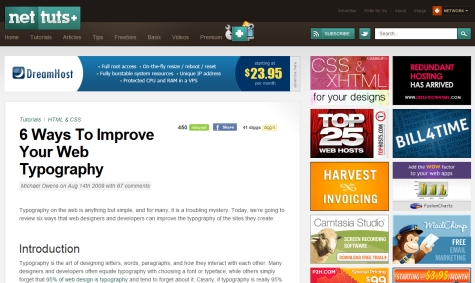 http://net.tutsplus.com/tutorials/html-css-techniques/six-ways-to-improve-your-web-typography/