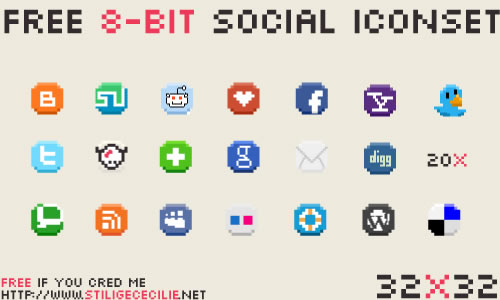 8-Bit Social Media Icons