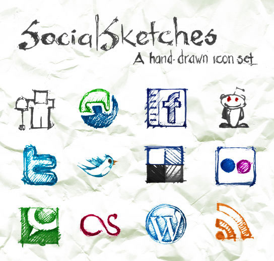 Social Sketches: Exclusive Free Hand-Sketched Icon Set