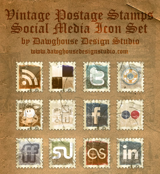 Vintage Stamp Social Media Icon Pack