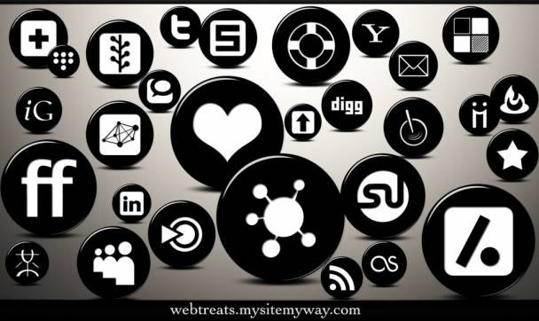 Free 3D Glossy Black Button Social Networking Icons