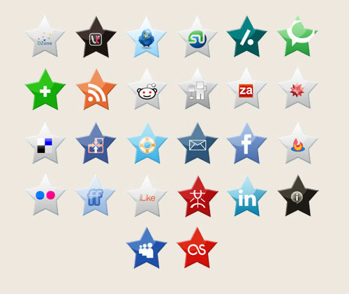 Social Media Stars Icon Set