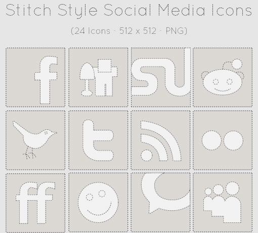 24 Icone Social Bookmark (Stile Punteggiato)