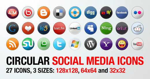 27 Circular Social Media Icons