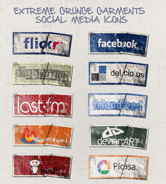 Extreme Grunge Social Media Garments Icons Pack