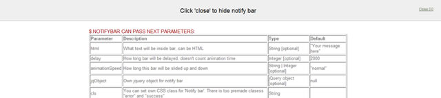 Toolbar - jQuery 'Notify bar'