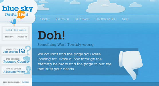 Blue Sky Resumes - 404 Error Page