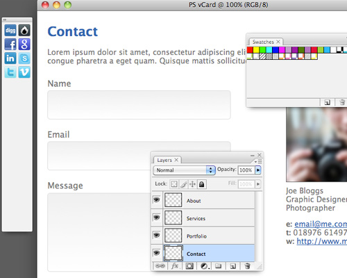 Photoshop vCard HTML Template Free Download
