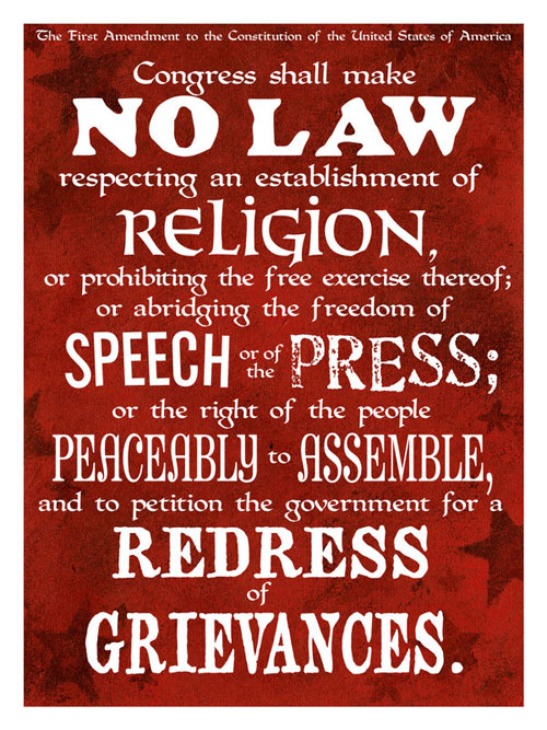 The First Ammendment Ready For Print Typography Poster