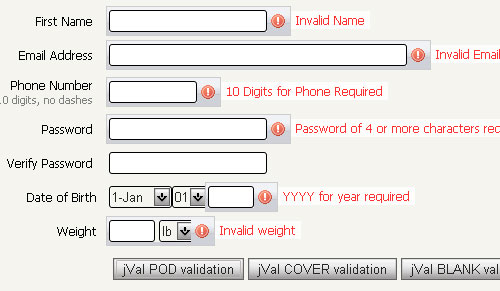  Field Validation jquery form plugin