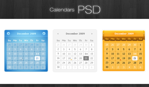free calendars psd files