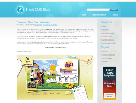 top flash cms - clean website