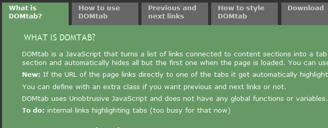 DOMTab - Navigation tabs with CSS and DOMscripting