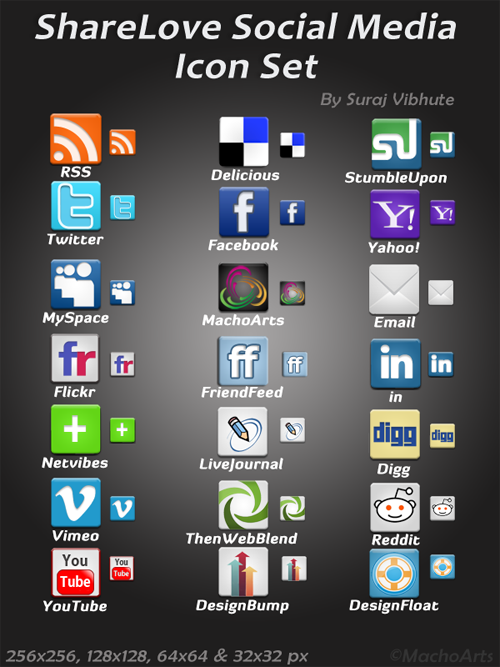 ShareLove Social Media Icon Set Preview 25 Social Bookmarking Icon Sets for Desingers and Bloggers