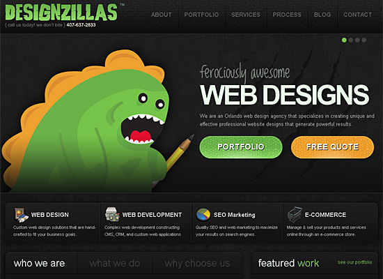 Designzillas in Showcase of Cartoon Style Web Designs