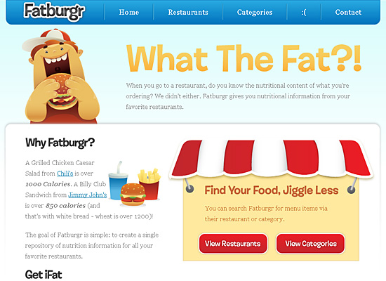 Fatburgr in Showcase of Cartoon Style Web Designs