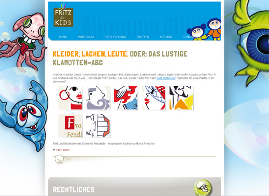 Fritz-quadrata in Showcase of Cartoon Style Web Designs