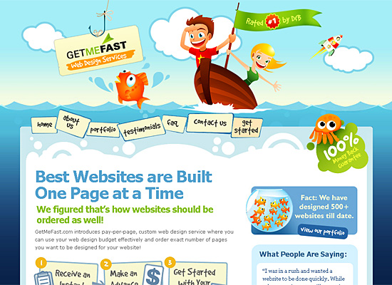 Getmefast in Showcase of Cartoon Style Web Designs