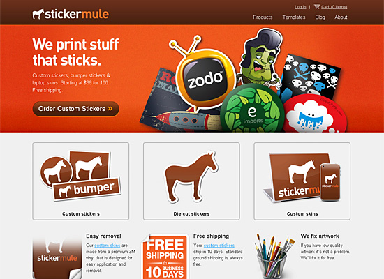 Stickermule in Showcase of Cartoon Style Web Designs