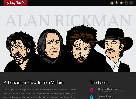 Themanyfacesof in Showcase of Cartoon Style Web Designs