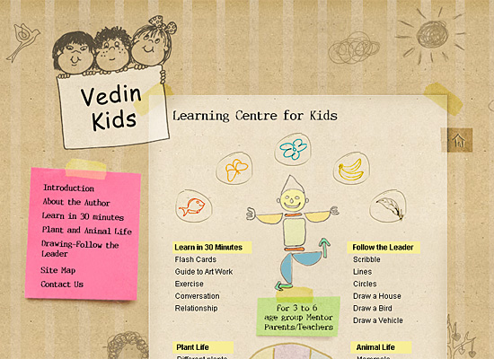 Vedinkids in Showcase of Cartoon Style Web Designs