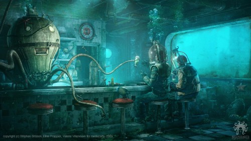 octopus diner1 500x281 45 Beautifully Detailed 3D Artworks of Robots