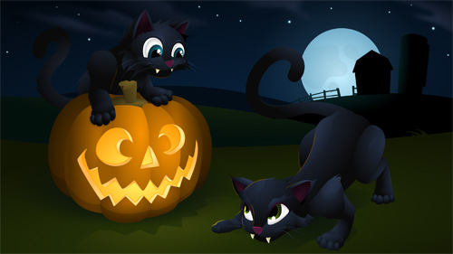 Halloween Desktop Wallpapers - Halloween Kitties