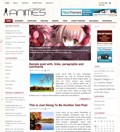 animes 40+ Beautiful Wordpress 3.0 Ready Themes