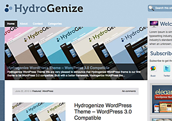 hydrogenize 40+ Beautiful Wordpress 3.0 Ready Themes