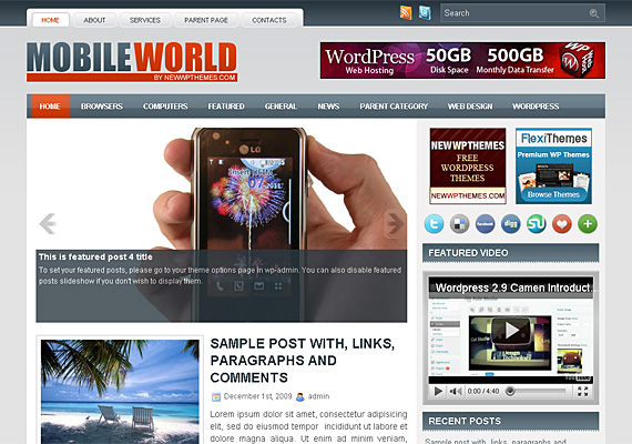 mobileworld 40+ Beautiful Wordpress 3.0 Ready Themes