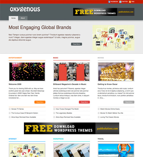 oxygenous 40+ Beautiful Wordpress 3.0 Ready Themes