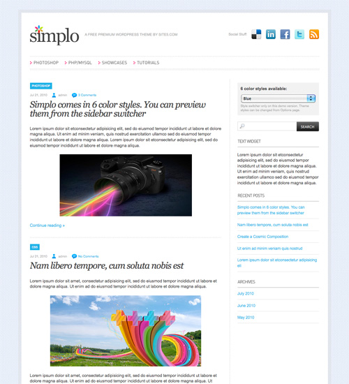 simplo 40+ Beautiful Wordpress 3.0 Ready Themes