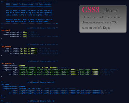 Css3please in 40+ Useful Online Generators For Web Designers