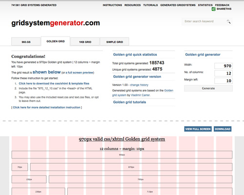 Gridsystemgenerator in 40+ Useful Online Generators For Web Designers