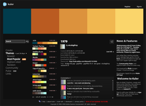 Kuler in 40+ Useful Online Generators For Web Designers