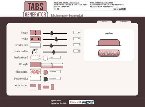 Tabsgenerator in 40+ Useful Online Generators For Web Designers