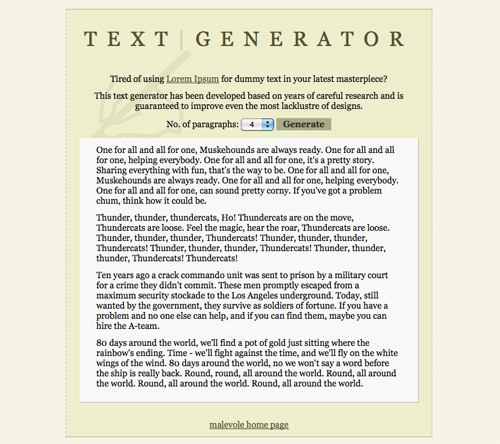 Textgenerator in 40+ Useful Online Generators For Web Designers