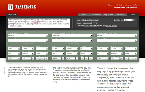 Typetester in 40+ Useful Online Generators For Web Designers