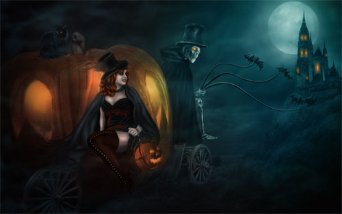 Halloween Cinderella By Mari Na-d30e2an in Halloween Special: 40 Spooky Wallpapers