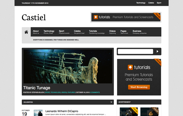 Castiel Magazine Style WordPress Theme