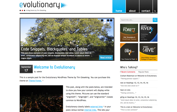 Evolutionary WordPress Theme