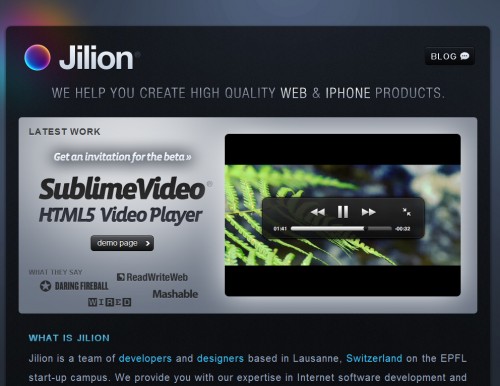 jilion 500x386 30 Beautifully Hand Crafted HTML5 Websites