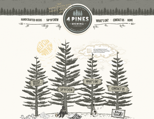 4pinesbeer 500x386 31 Creative Beer Based Websites