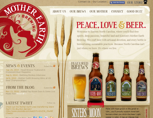 motherearthbrewing 500x386 31 Creative Beer Based Websites