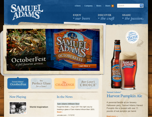 samueladams 500x386 31 Creative Beer Based Websites