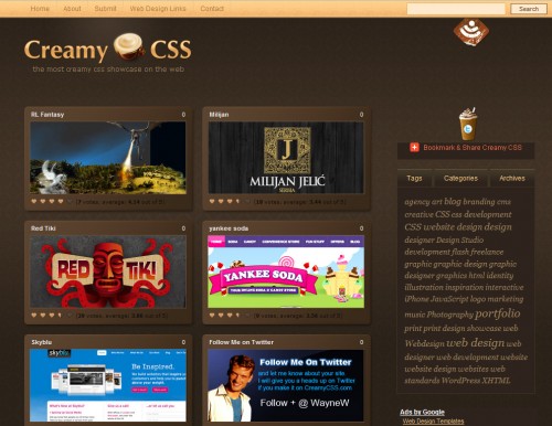 creamycss 500x386 Top 35 CSS Galleries For Web Design Inspiration