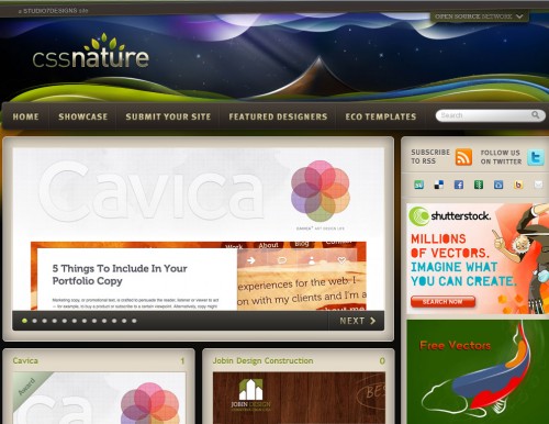 cssnature 500x386 Top 35 CSS Galleries For Web Design Inspiration