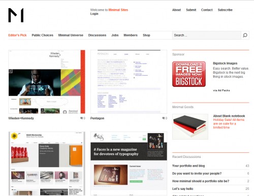 minimalsites 500x386 Top 35 CSS Galleries For Web Design Inspiration