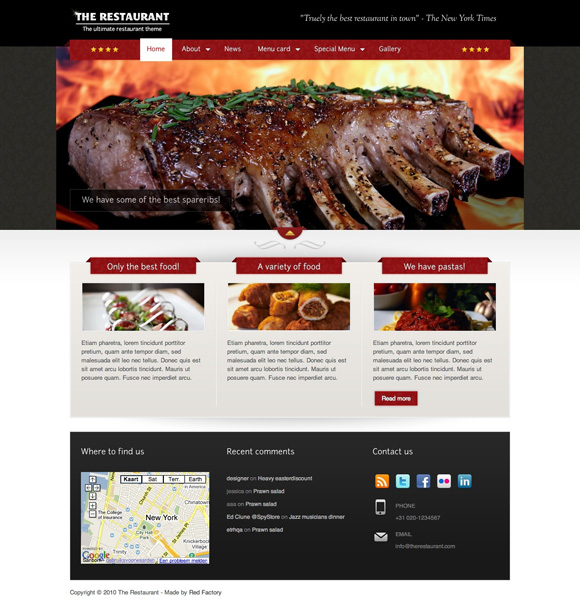 the restaurant The Ultimate Roundup: 70 Best Premium WordPress Themes of 2010