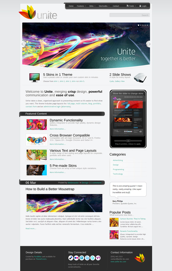 unite wordpress theme The Ultimate Roundup: 70 Best Premium WordPress Themes of 2010